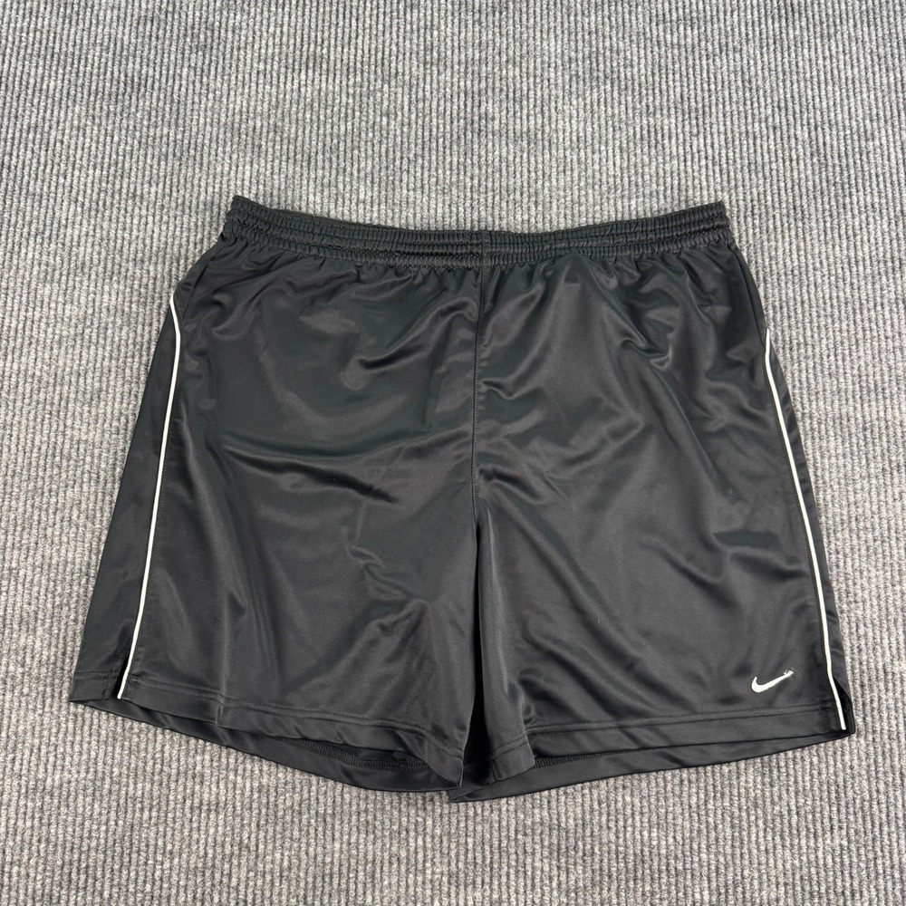 Nike Shorts Men Large Black Mesh Basketball Dazzle Shiny Smooth Silver Tab y2k *